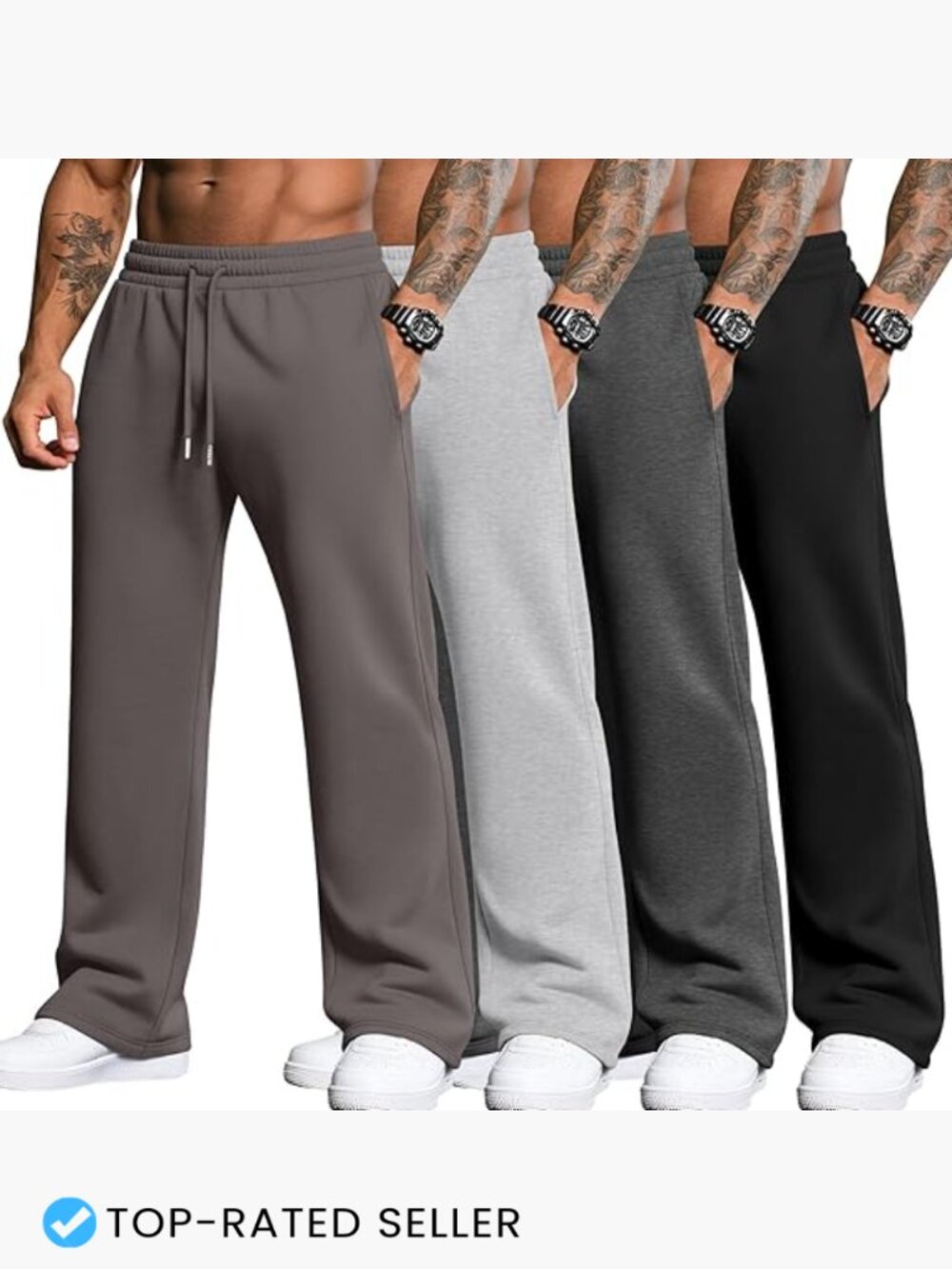 4 Pack Big and Tall Sweatpants Plus Size Joggers Lounge Drawstring with Pockets
